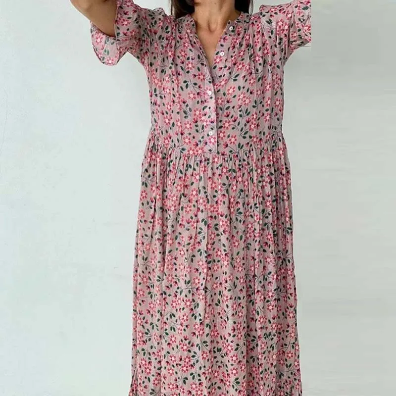 Boho V Neck Buttons Long Shirt Dress Women Retro Floral Print Maxi Party Dress New Spring Summer Butterfly Sleeve Casual Dresses
Boho V Neck Buttons Long Shirt Dress Women Retro Floral Print Maxi Party Dress New Spring Summer Butterfly Sleeve Casual Dresses