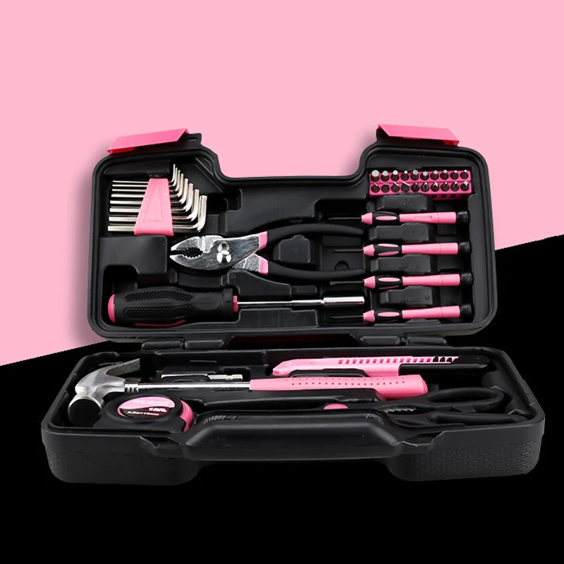 39PCS Pink Tool Kit for Girls Ladies Women All Purpose Household Repairing Tools for Home Garage Office and College HVR88
39PCS Pink Tool Kit for Girls Ladies Women All Purpose Household Repairing Tools for Home Garage Office and College HVR88