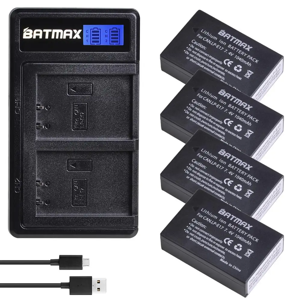 Batmax LP-E17 LP E17 Battery+LCD Dual USB Charger for Canon EOS 77D,Rebel T6i,T7i,750D,760D,800D,200D,8000D,M3,M5,M6
Batmax LP-E17 LP E17 Battery+LCD Dual USB Charger for Canon EOS 77D,Rebel T6i,T7i,750D,760D,800D,200D,8000D,M3,M5,M6