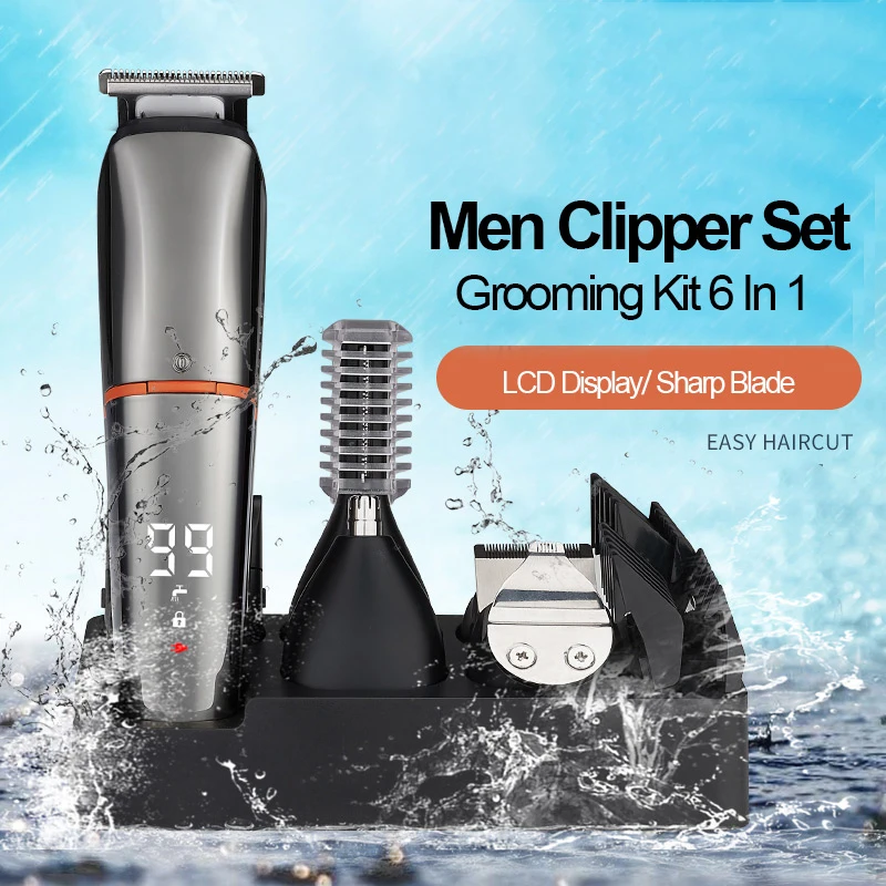 New 6 in 1 Multifunctional Waterproof Hair Clipper LCD Digital Display Men's Electric Hair Trimmer Razor Nose Hair Clipper
New 6 in 1 Multifunctional Waterproof Hair Clipper LCD Digital Display Men's Electric Hair Trimmer Razor Nose Hair Clipper