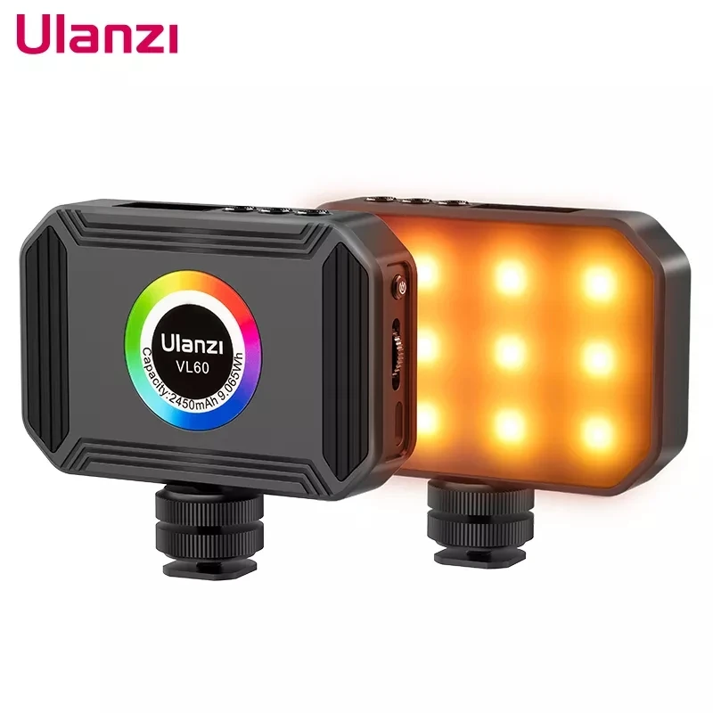 Ulanzi VL60 RGB Camera Light With 2450mAh 2500K-9000K color temperature adjustment Vlog Fill LED Video Light For DSLR SLR Youtub 
Ulanzi VL60 RGB Camera Light With 2450mAh 2500K-9000K color temperature adjustment Vlog Fill LED Video Light For DSLR SLR Youtub