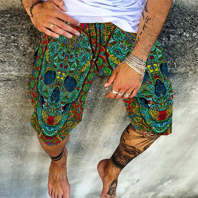 Vintage Skull Print Shorts Men Cotton Linen Shorts Casual Loose Drawstring Beach Short Pant For Male Summer 2021
Vintage Skull Print Shorts Men Cotton Linen Shorts Casual Loose Drawstring Beach Short Pant For Male Summer 2021
