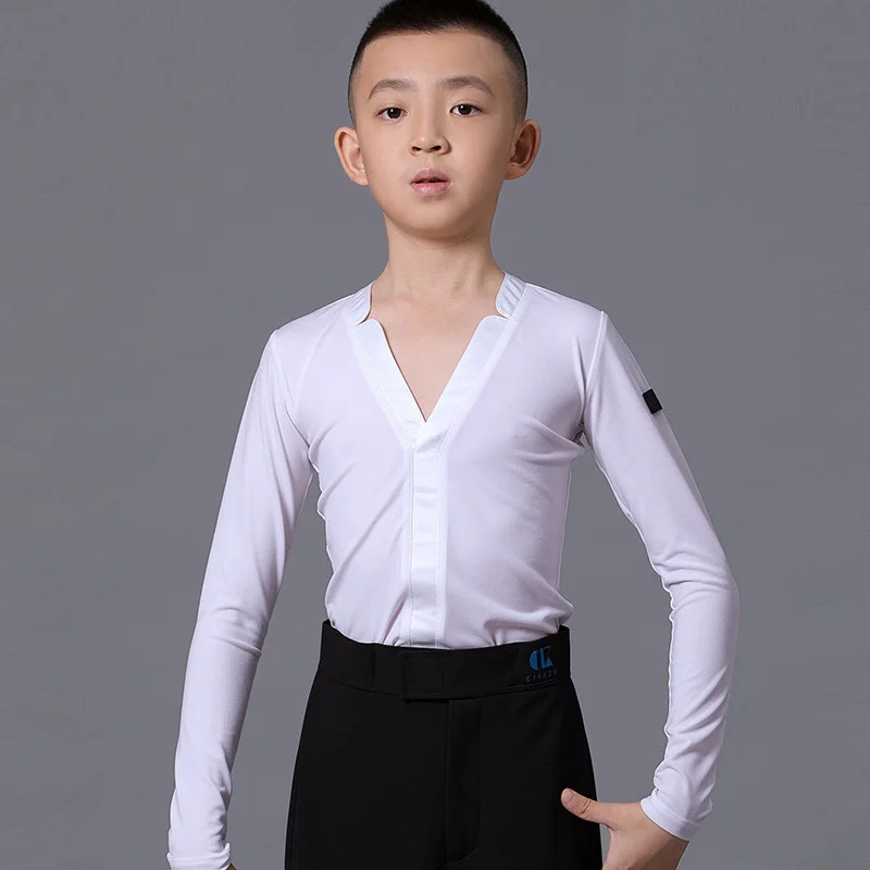 White Long-Sleeved Latin Dance Shirt For Boys Practice Clothes V-Neck Tops Children'S Competition Clothes Uniform Shirt DWY2869
White Long-Sleeved Latin Dance Shirt For Boys Practice Clothes V-Neck Tops Children'S Competition Clothes Uniform Shirt DWY2869