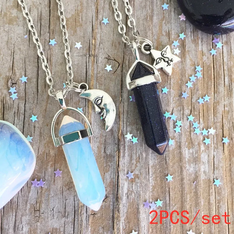2 Pcs Crystal Nature Stone Star And Moon Face Pendant Necklace Healing Light Jewelry Gift For Best Friends Lover Wholesale
2 Pcs Crystal Nature Stone Star And Moon Face Pendant Necklace Healing Light Jewelry Gift For Best Friends Lover Wholesale