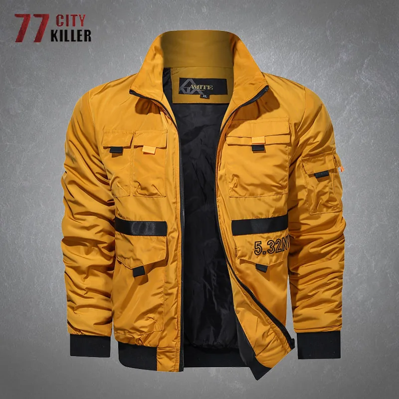 Fashion Stand Collar Jacket Men Casual Loose Commute Combat Military Coats Male Autumn Multi-Pockets Solid Color Mens Jackets
Fashion Stand Collar Jacket Men Casual Loose Commute Combat Military Coats Male Autumn Multi-Pockets Solid Color Mens Jackets