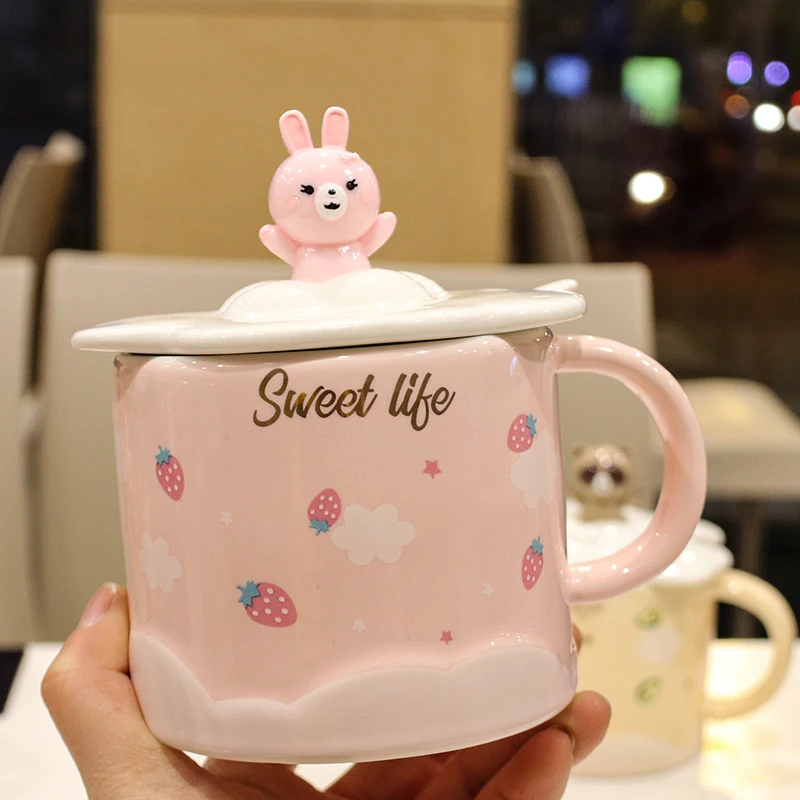 Cute Cartoon Ceramic Mug With Lid and Spoon Blue Pink Art style Animal Water Milk Tea Cup Drinkware
Cute Cartoon Ceramic Mug With Lid and Spoon Blue Pink Art style Animal Water Milk Tea Cup Drinkware
