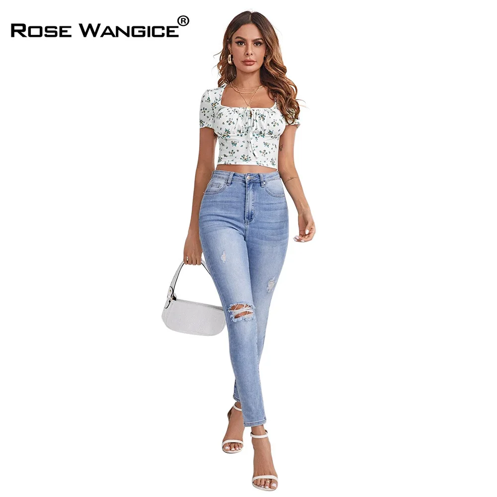Pop Small Flower Short Sleeve Idyllic Wind Draw Rope Tie Top Fashion Leisure Tight Show Women Clothing Summer Thin Short T-shirt
Pop Small Flower Short Sleeve Idyllic Wind Draw Rope Tie Top Fashion Leisure Tight Show Women Clothing Summer Thin Short T-shirt