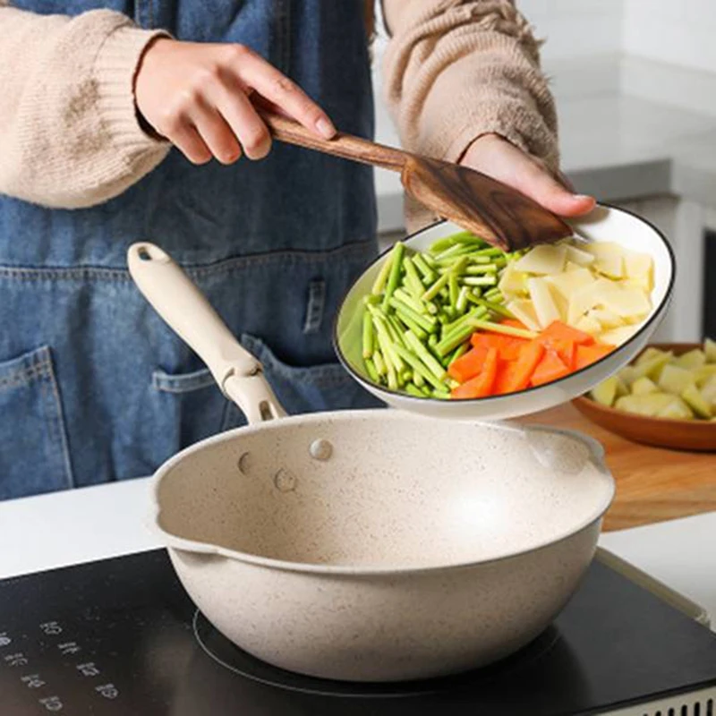 Thickened Bottom Stone Frying Pan Multifunction Non-Stick Pans Deep Nougat Pot Wok Pan with Glass Cover 24cm
Thickened Bottom Stone Frying Pan Multifunction Non-Stick Pans Deep Nougat Pot Wok Pan with Glass Cover 24cm