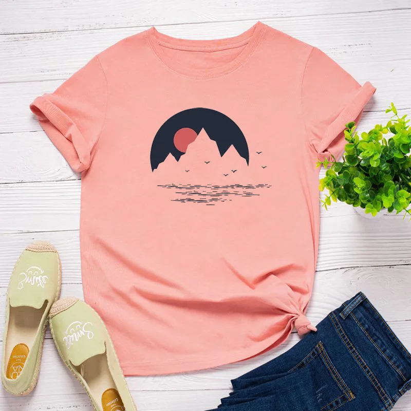 Summer O Neck Short Sleeve Tees Shirts Plus Size S-5XL Sun Print Shirt Women's Cotton T-Shirt Casual White Tops
Summer O Neck Short Sleeve Tees Shirts Plus Size S-5XL Sun Print Shirt Women's Cotton T-Shirt Casual White Tops