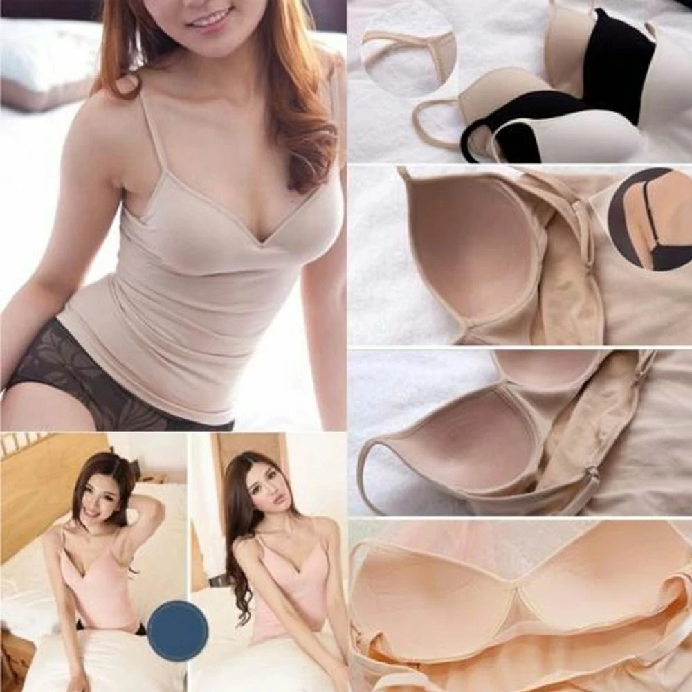 Women Padded Bra Spaghetti Strap V Neck Vest Cami Tank Tops Shirt Blouse 
Women Padded Bra Spaghetti Strap V Neck Vest Cami Tank Tops Shirt Blouse
