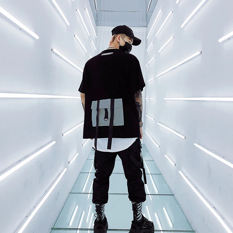 3M Reflective Techwear Buckle Multi-Pockets Ribbon TShirts Men Hip Hop Streetwear Tops Tees Harajuku Short Sleeve Patch T-Shirts
3M Reflective Techwear Buckle Multi-Pockets Ribbon TShirts Men Hip Hop Streetwear Tops Tees Harajuku Short Sleeve Patch T-Shirts