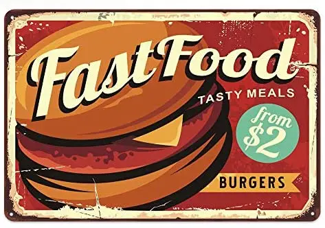 Original Retro Design Fast Food Bugers Tin Metal Signs Wall Art|Thick Tinplate Print Poster Wall Decoration for Kitchen/Resta
Original Retro Design Fast Food Bugers Tin Metal Signs Wall Art|Thick Tinplate Print Poster Wall Decoration for Kitchen/Resta