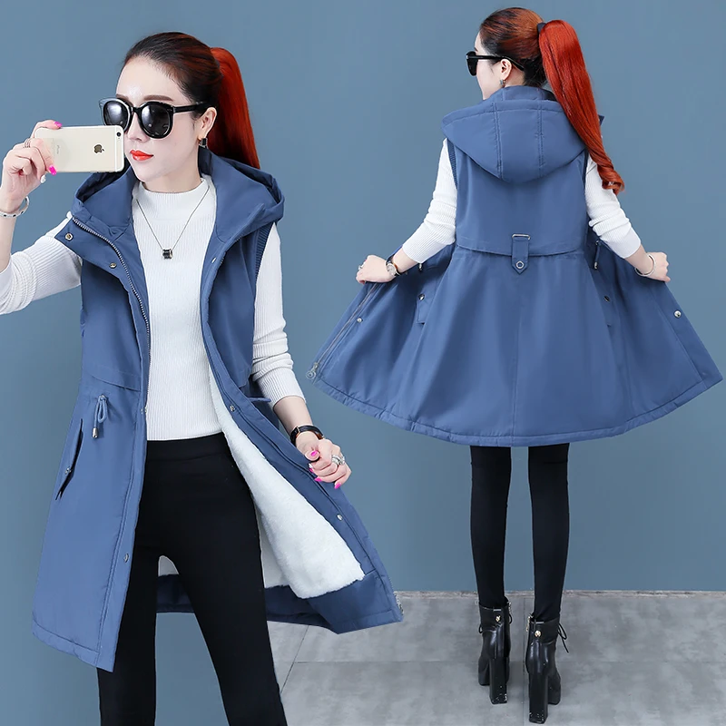 Down Cotton Jacket Vest Autumn Winter Long Outerwear Women's Waistcoat Large Size Fashion Sleeveless Fleece Coat
Down Cotton Jacket Vest Autumn Winter Long Outerwear Women's Waistcoat Large Size Fashion Sleeveless Fleece Coat