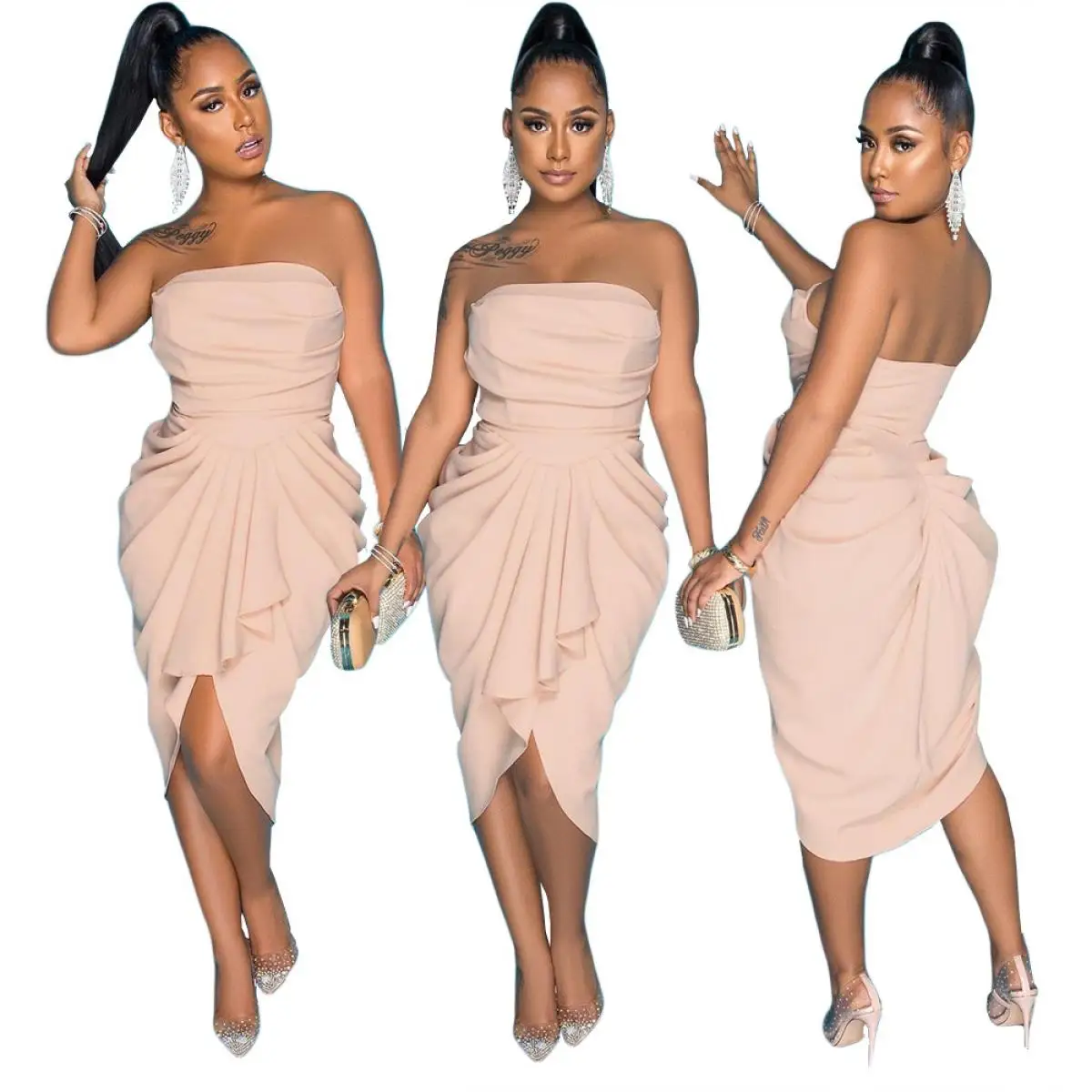 2021 Ladies Fashion Casual Wear Sexy Solid Color Halter Sleeveless Strapless Pleated Dress
2021 Ladies Fashion Casual Wear Sexy Solid Color Halter Sleeveless Strapless Pleated Dress