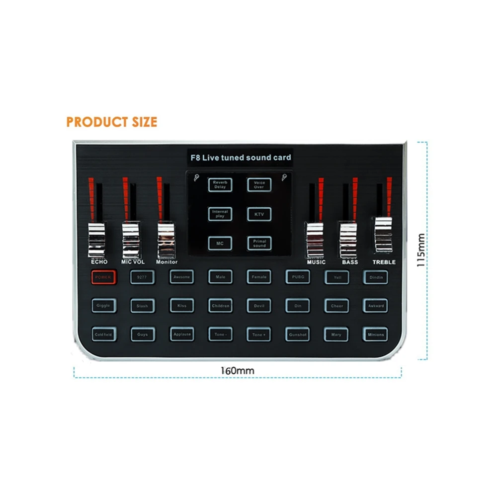 F8 Studio Audio Mixer Microphone Webcast Entertainment Streamer Live Sound Card for Phone Computer