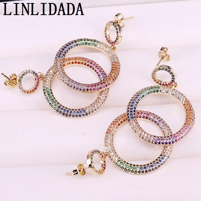 3Pair Popular Rainbow Color CZ Zircon Jewelry High Quality Gold Dangle Earrings for Women Girl Party Wedding Exquisite Daily 
3Pair Popular Rainbow Color CZ Zircon Jewelry High Quality Gold Dangle Earrings for Women Girl Party Wedding Exquisite Daily