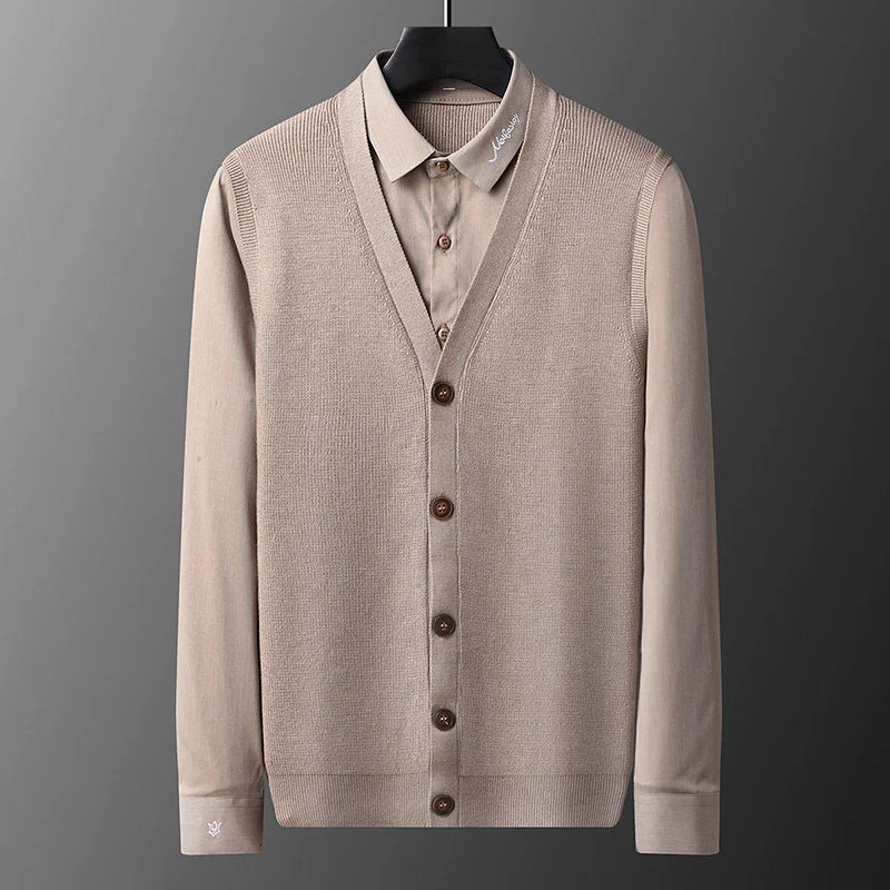 Мужская трикотажная рубашка с воротником с имитацией двух Отворотов 
Мужская трикотажная рубашка с воротником с имитацией двух Отворотов