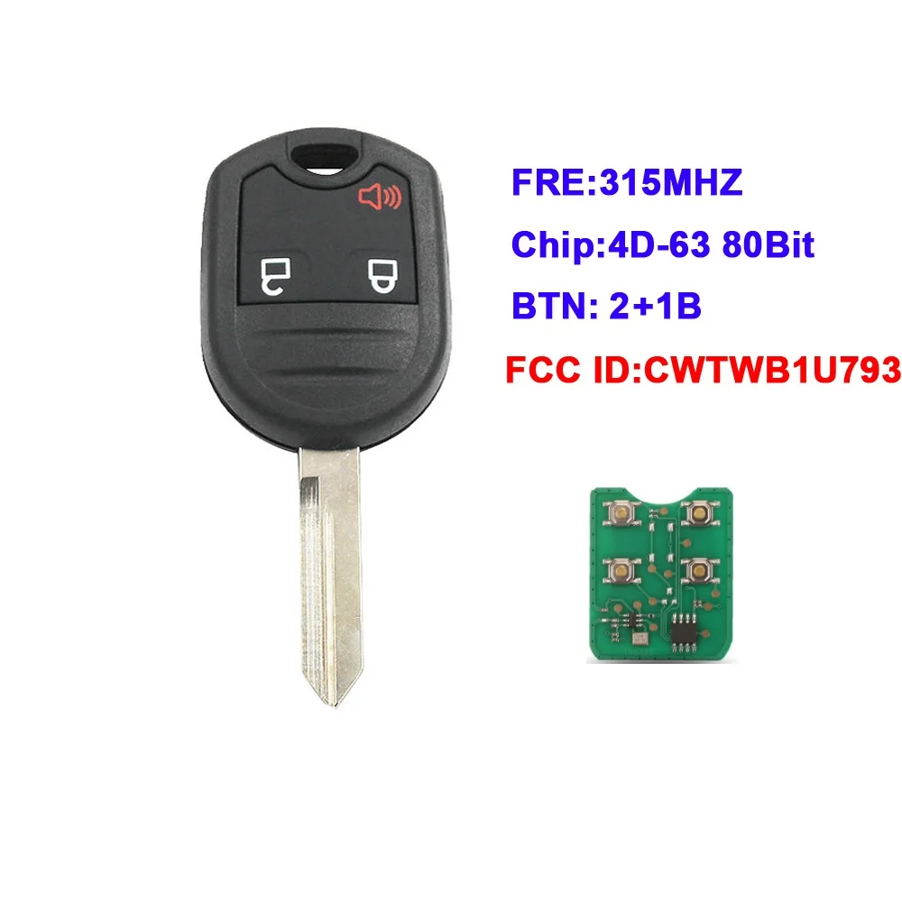 XNRKEY 2+1 Button Remote Key 4D63 Chip 315Mhz for Ford Expedition F250-350 Mustang 2011-2013 Car Key Replacement
XNRKEY 2+1 Button Remote Key 4D63 Chip 315Mhz for Ford Expedition F250-350 Mustang 2011-2013 Car Key Replacement