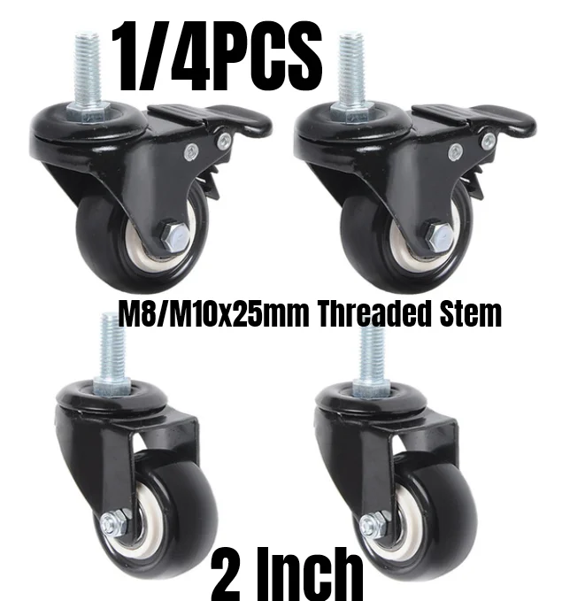 1/4PCS 2 Inch 360 Degree Swivel Caster Wheels Heavy Duty Industrial Caster M8/M10x25mm Threaded Stem Top Plate For Office Chair
1/4PCS 2 Inch 360 Degree Swivel Caster Wheels Heavy Duty Industrial Caster M8/M10x25mm Threaded Stem Top Plate For Office Chair