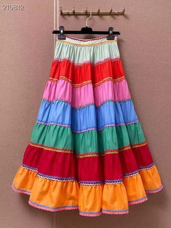 Runway Skirt Women 2021 Summer Brand Designer Color Patchwork Skirt Female Pleated Midi Skirts
Runway Skirt Women 2021 Summer Brand Designer Color Patchwork Skirt Female Pleated Midi Skirts