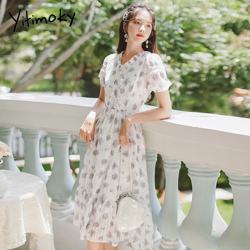 Yitimoky Floral Dress for Women Lace Ruffled Neck Dresses Short Sleeve Clothing A-Line Summer New Korean Fashion Casual Mid-Calf
Yitimoky Floral Dress for Women Lace Ruffled Neck Dresses Short Sleeve Clothing A-Line Summer New Korean Fashion Casual Mid-Calf