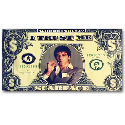 Плакат с Франклином в виде денег 100 долларов США стиле ретро современный