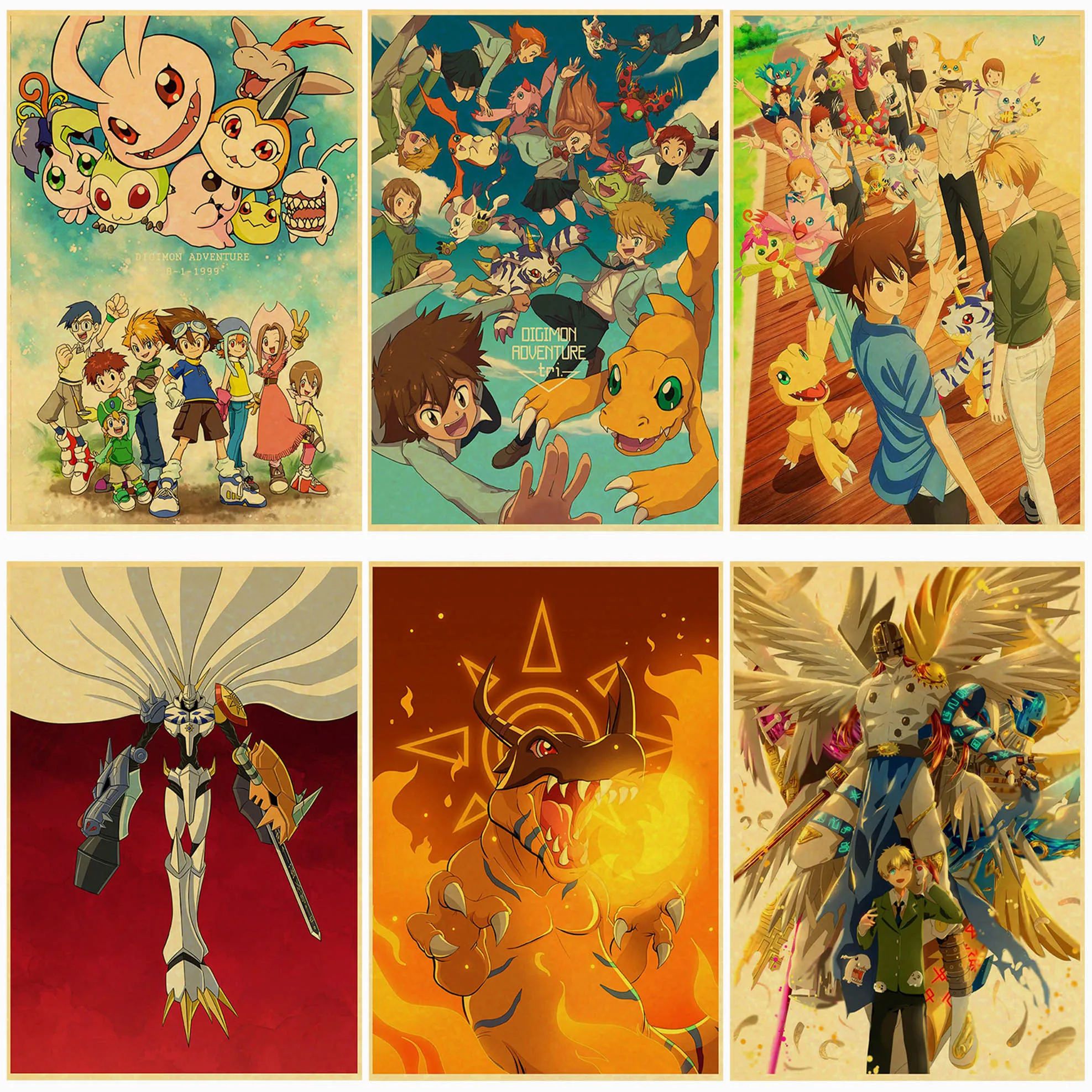 Японские забавные Приключения аниме Digimon ретро крафт-бумага картина Картина для