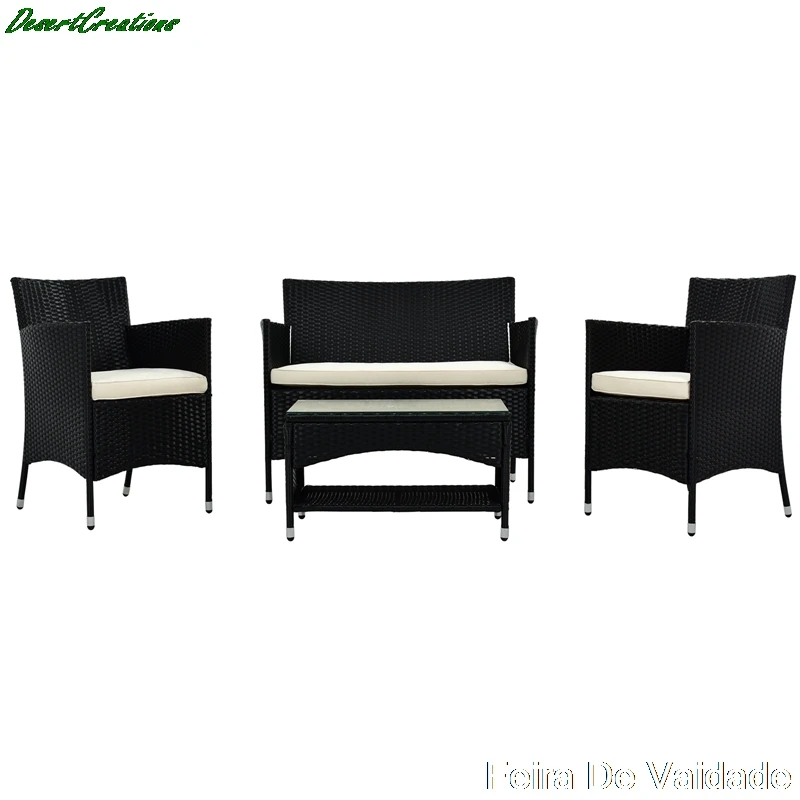 4 PCS Patio Furniture Outdoor Garden Conversation Wicker Sofa Set, Beige Cushions+Black Wicker
4 PCS Patio Furniture Outdoor Garden Conversation Wicker Sofa Set, Beige Cushions+Black Wicker