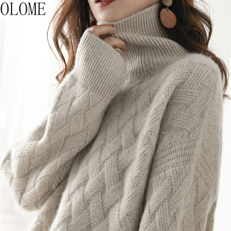 OLOME Autumn and winter turtleneck cashmere sweater woman2021new style languid breeze loose thick pullover underlay wool sweater
OLOME Autumn and winter turtleneck cashmere sweater woman2021new style languid breeze loose thick pullover underlay wool sweater