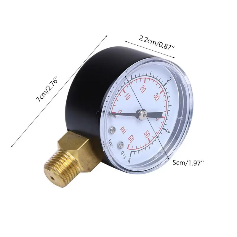 0-4bar/0-60psi Air Compressor Hydraulic Pressure Meter Fuel Air Oil High Vacuum Gauge 1/4" NPT Side Mount
0-4bar/0-60psi Air Compressor Hydraulic Pressure Meter Fuel Air Oil High Vacuum Gauge 1/4" NPT Side Mount