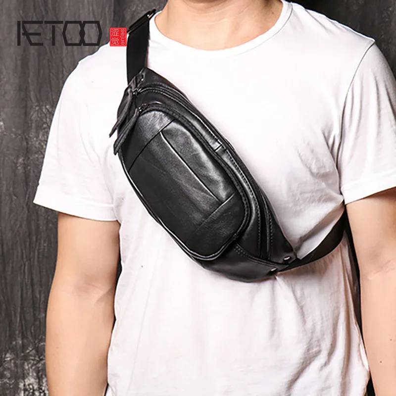 AETOO Men's casual hundred with chest bag, leather stiletto bag, large-capacity waist hanging bag, cowhide mobile phone bag.
AETOO Men's casual hundred with chest bag, leather stiletto bag, large-capacity waist hanging bag, cowhide mobile phone bag.