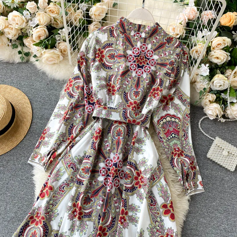 Summer Long Dress Women Floral Print Boho Dress Long Sleeve Turn Down Collar Shirt Dress Ladies Casual Sashes Dresses Vestidos
Summer Long Dress Women Floral Print Boho Dress Long Sleeve Turn Down Collar Shirt Dress Ladies Casual Sashes Dresses Vestidos
