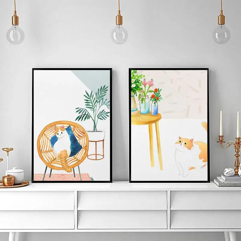 Customized Minimalist Cute Nordic Style Cat Wall Painting Frameless Canvas Printing Decorative Poster
Customized Minimalist Cute Nordic Style Cat Wall Painting Frameless Canvas Printing Decorative Poster