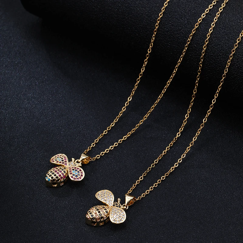 2020 New Stainless Steel Chain Copper Inlaid Color Zircon Bee Pendant Necklace For Women Charm Women Initial Necklace
2020 New Stainless Steel Chain Copper Inlaid Color Zircon Bee Pendant Necklace For Women Charm Women Initial Necklace