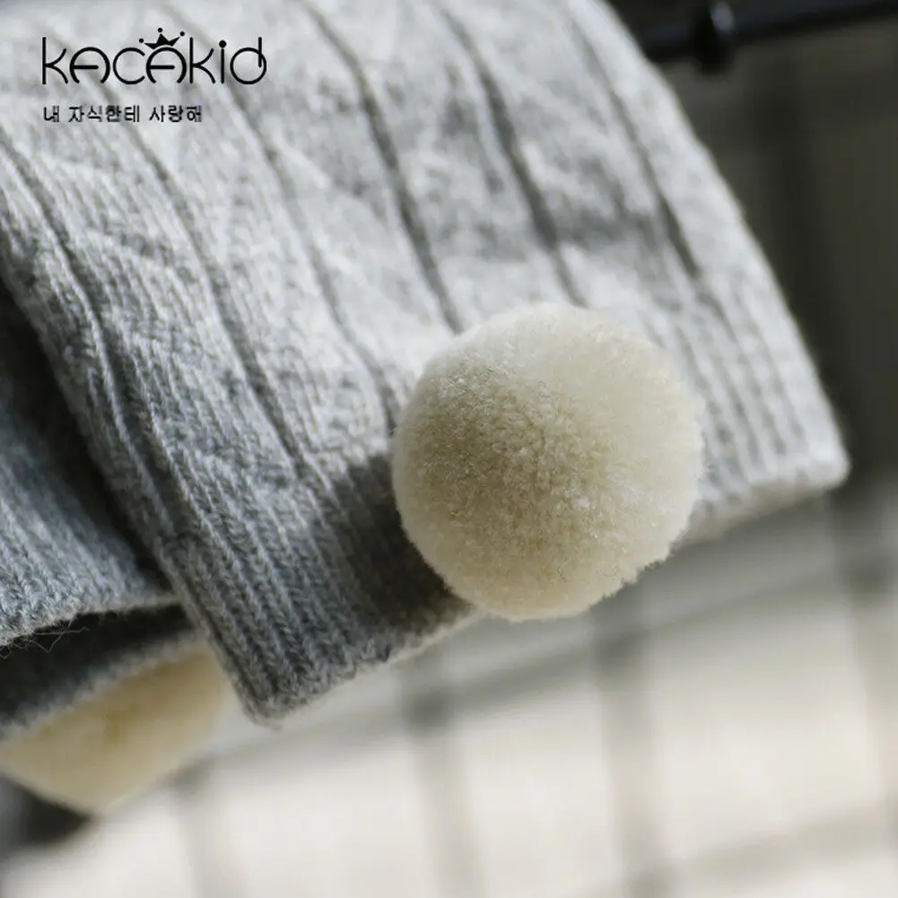0-4T Baby Girls Solid Warm Cotton Tights Kids Stockings Girl Pantyhose Pants Solid Furry Ball Soft Stockings