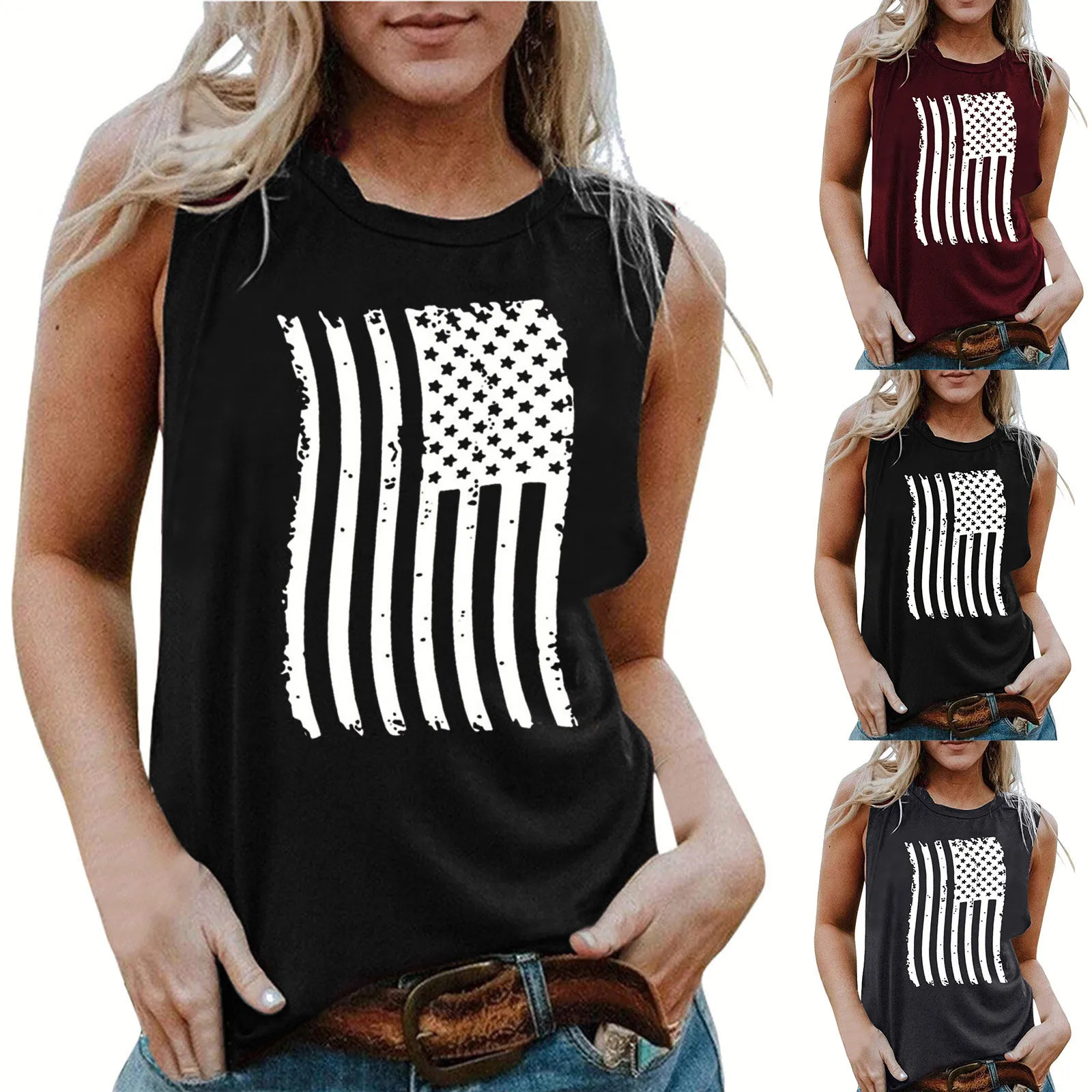 Summer Blouses Ladies Graphic Top Fashion Women O-neck Sleeveless Independence Day Flag Print Tank Tops Casual Blouses 2021
Summer Blouses Ladies Graphic Top Fashion Women O-neck Sleeveless Independence Day Flag Print Tank Tops Casual Blouses 2021