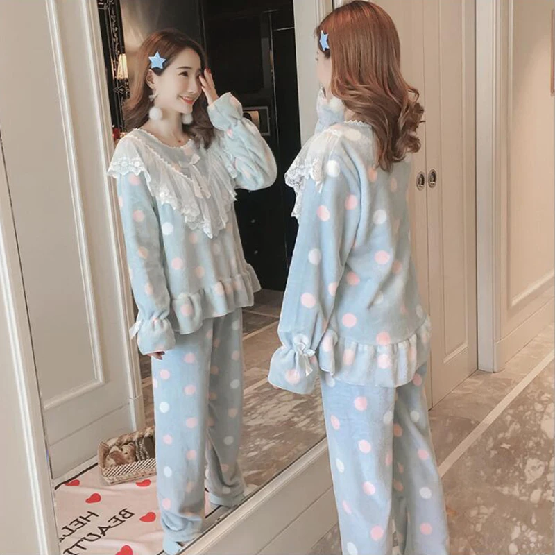 KISBINI Autumn Winter Women Warm Pajamas Set Sleepwear Thick With Coral Flannel Home Suit For Women Long Sleeve+Pants Pijamas
KISBINI Autumn Winter Women Warm Pajamas Set Sleepwear Thick With Coral Flannel Home Suit For Women Long Sleeve+Pants Pijamas