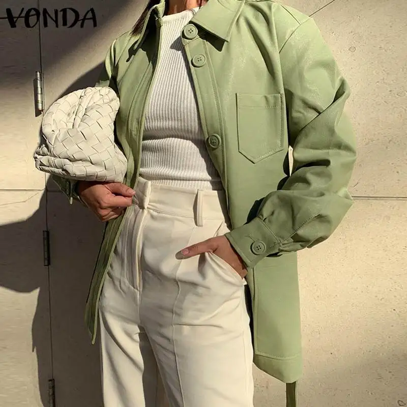 VONDA 2021 Short Jackets Women Solid Color Long Sleeve Coat Autumn Lapel Button Up Outerwear Veste Femme Stylish Party Overcoats
VONDA 2021 Short Jackets Women Solid Color Long Sleeve Coat Autumn Lapel Button Up Outerwear Veste Femme Stylish Party Overcoats