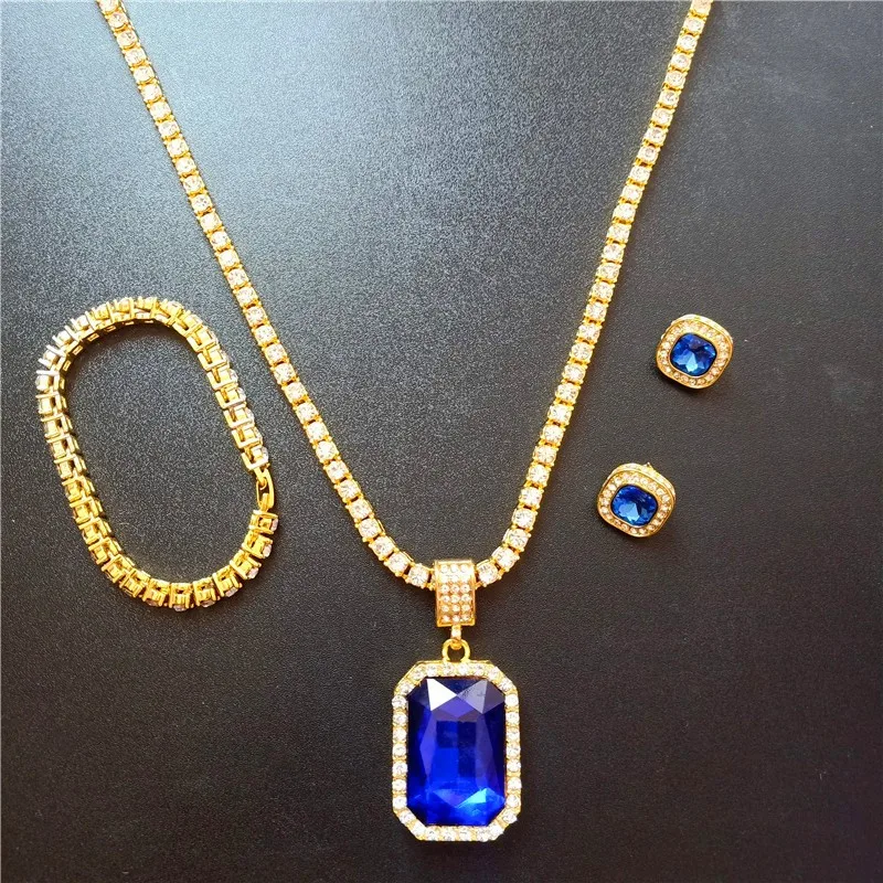 Blue Stone Necklace +watch+bracelet Hip Hop Miami Curb Cuban Chain Gold Coloriced Out Paved Crystal Cz Bling For Men Jewelry 
Blue Stone Necklace +watch+bracelet Hip Hop Miami Curb Cuban Chain Gold Coloriced Out Paved Crystal Cz Bling For Men Jewelry