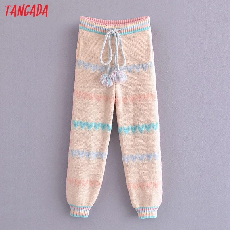 Женские брюки-свитер с карманами Tangada, модные милые штаны с узором в виде сердечек, женские штаны с поясом и карманами, 4D17, 2021 
Женские брюки-свитер с карманами Tangada, модные милые штаны с узором в виде сердечек, женские штаны с поясом и карманами, 4D17, 2021