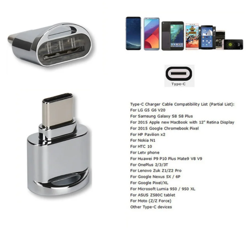 1 шт. Портативный USB 3 Тип C кард ридер TF Micro SD карты OTG адаптер Type устройство чтения