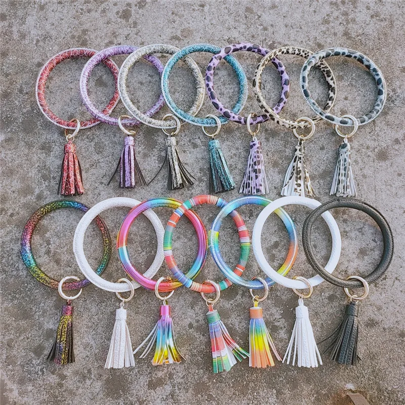 Fashion PU Leather O Key Chain Circle Tassel Wristlet Bracelet Keychains for Women Colourful Leopard Print Key Ring Wrist Strap 
Fashion PU Leather O Key Chain Circle Tassel Wristlet Bracelet Keychains for Women Colourful Leopard Print Key Ring Wrist Strap