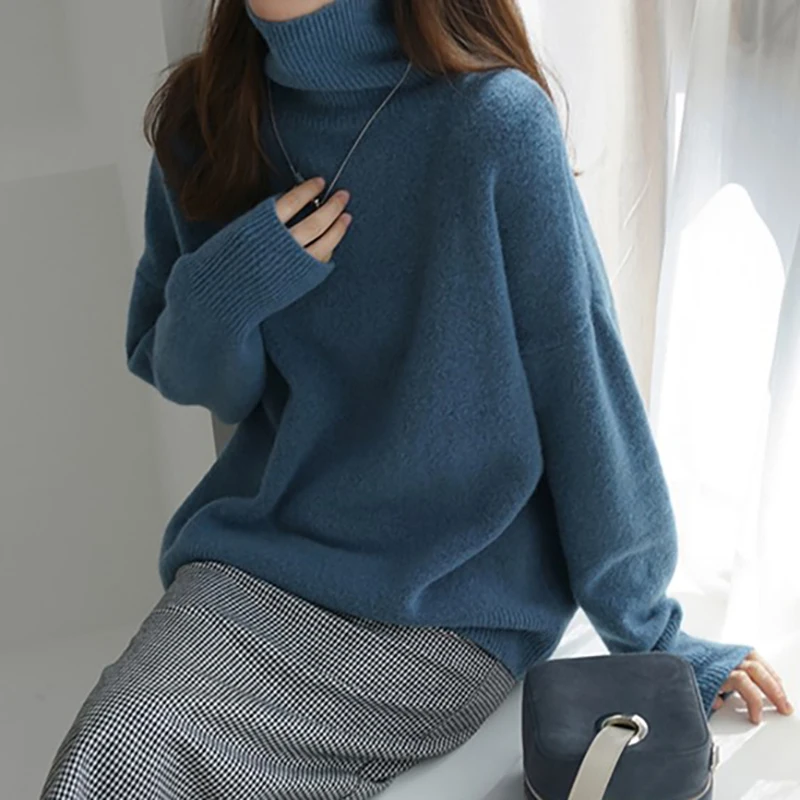 Фото Корейские модные свитера для женщин пуловер Осень-зима Свободный Трикотаж