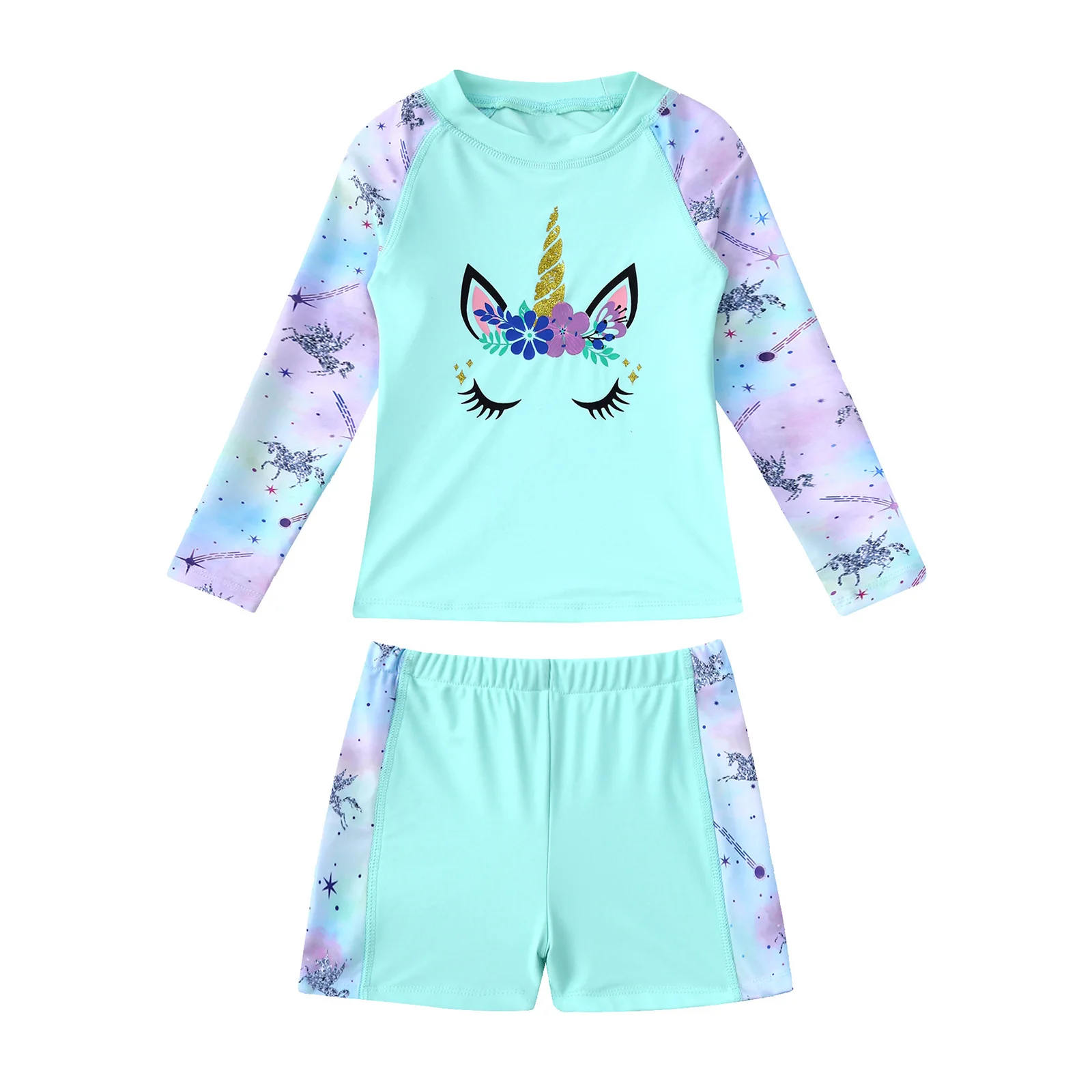 Kids Girls Swimsuit Beachwear Outfits Long Sleeves Cartoon Print Floral Print Top and Boyshorts Set Beach Swimwear Bathing Suits
Kids Girls Swimsuit Beachwear Outfits Long Sleeves Cartoon Print Floral Print Top and Boyshorts Set Beach Swimwear Bathing Suits
