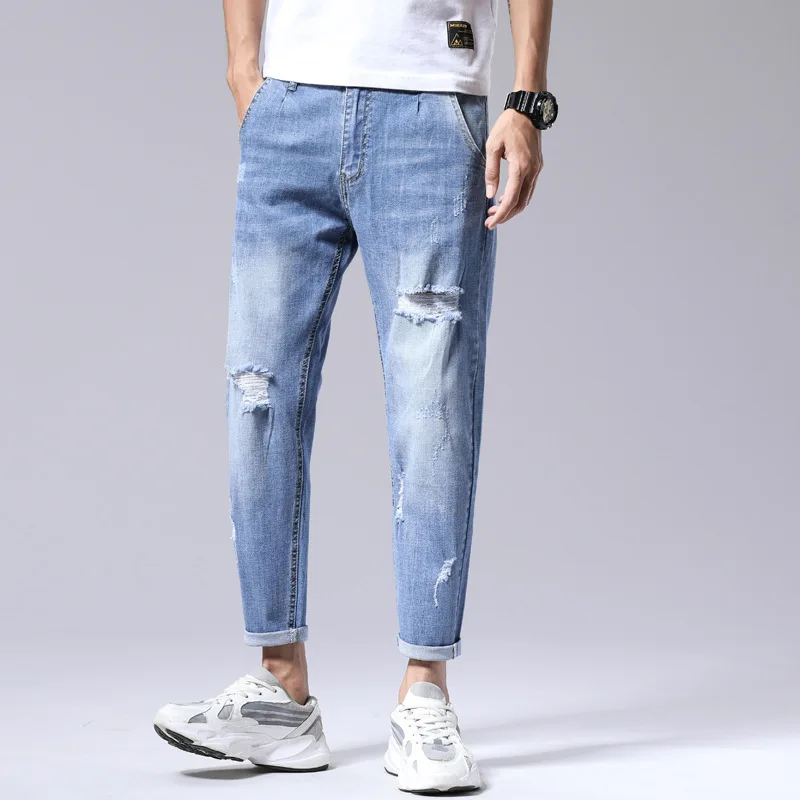 2021 Summer New Men's Fashion Casual Jeans Comfortable Loose Large Size Elastic Hole Thin Obese Men's Little Feet Harem Pants
2021 Summer New Men's Fashion Casual Jeans Comfortable Loose Large Size Elastic Hole Thin Obese Men's Little Feet Harem Pants