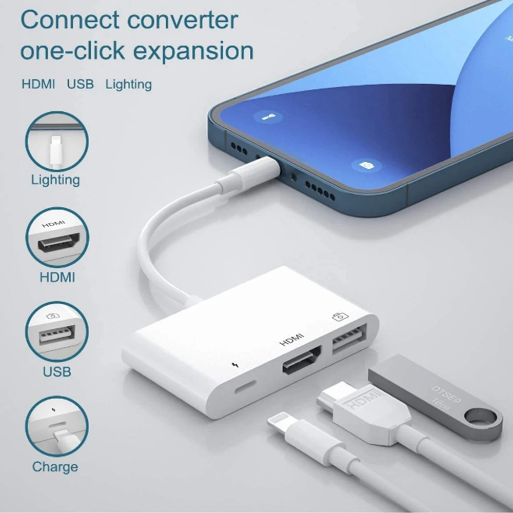 Four-in-one RJ45 Ethernet adapter lightning interface to USB3.0 RJ45 HDMI-compatible For iPhone X XR XS 11 pro
Four-in-one RJ45 Ethernet adapter lightning interface to USB3.0 RJ45 HDMI-compatible For iPhone X XR XS 11 pro