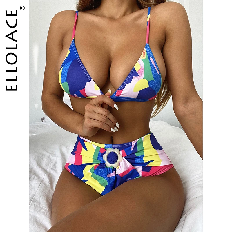 Ellolace High Waist Bikinis Contrast Color Swimsuit For Women 2021 Floral Buckle Separate Swimsuit Bikinis Set Woman Swimsuits 
Ellolace High Waist Bikinis Contrast Color Swimsuit For Women 2021 Floral Buckle Separate Swimsuit Bikinis Set Woman Swimsuits