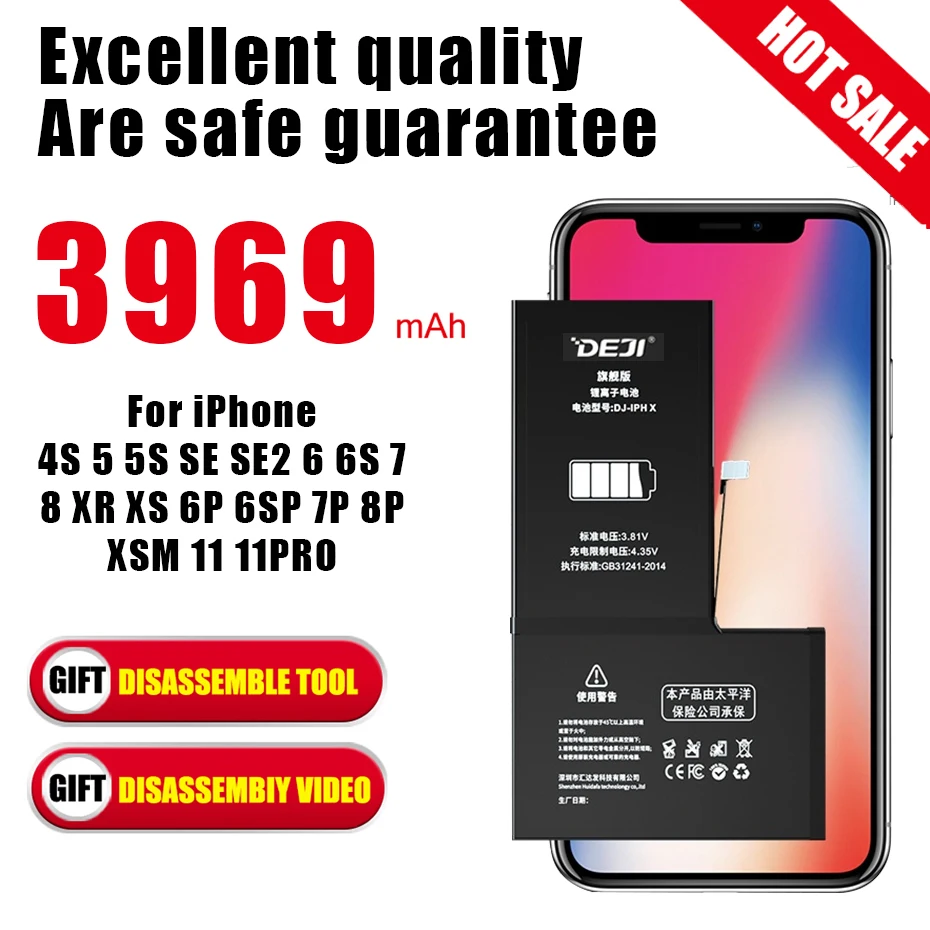 DEJI Battery For iPhone 6 6S 5S 5C 7 8 Plus X Xs Max Xr 6Plus Original High Capacity Bateria Replacement Batterie For iPhone6
DEJI Battery For iPhone 6 6S 5S 5C 7 8 Plus X Xs Max Xr 6Plus Original High Capacity Bateria Replacement Batterie For iPhone6