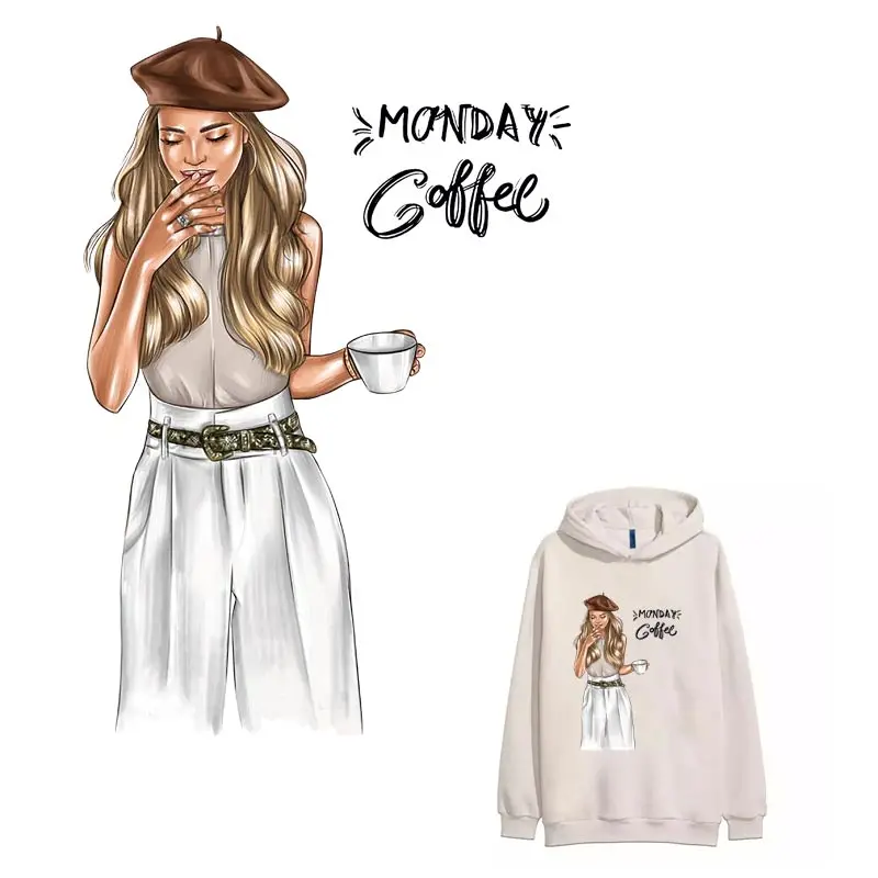 Drink Coffee Girl Thermal Stickers On T-shirt DIY A-levels Iron On Transfers For Clothing Pretty Lady Patches On Clothes Decor
Drink Coffee Girl Thermal Stickers On T-shirt DIY A-levels Iron On Transfers For Clothing Pretty Lady Patches On Clothes Decor