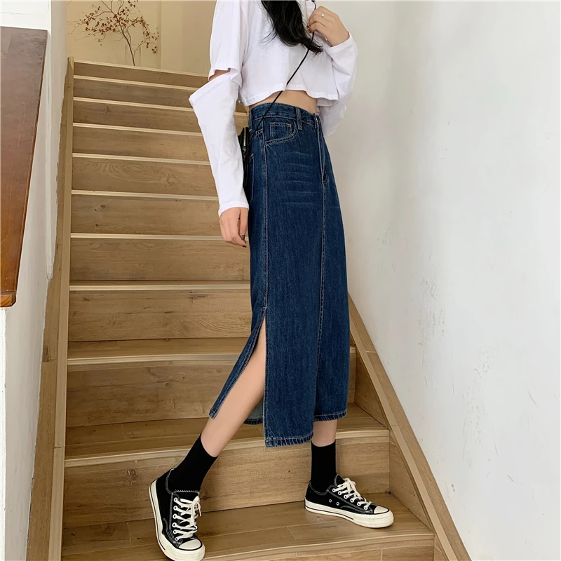 Skirts womens Blue split denim skirt 2021 spring new female skirt high waist slimming mid-length skirt Cowboy Harajuku
Skirts womens Blue split denim skirt 2021 spring new female skirt high waist slimming mid-length skirt Cowboy Harajuku